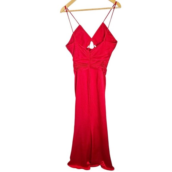 NWT ML Monique Lhuillier Sleeveless Satin Gown Red Size 10 - Picture 4 of 7